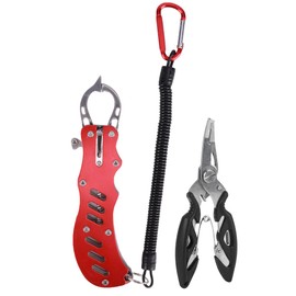 Fishing Plier Multipurpose Portable Fishing Pliers Fish Grips with Lanyard and SheathRed