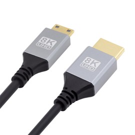 NFHK - Cable mini HDMI 2.1 ultra fino HDTV 8K 4K Hyper Super Flexible Slim Cable tipo A a tipo C para cámara HDTV de 200 cm