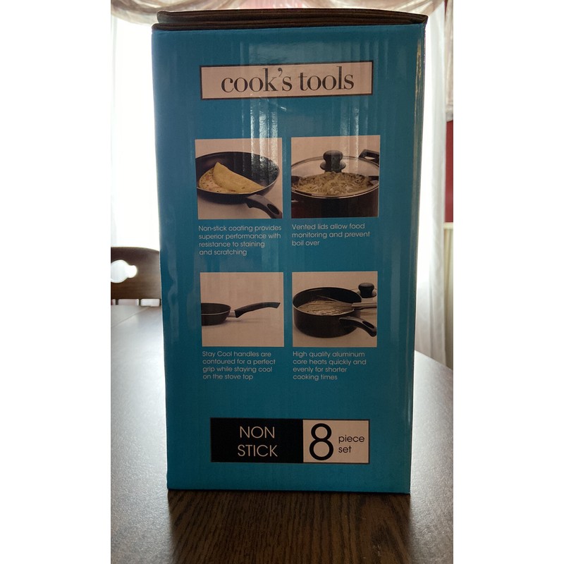 Cooks Tools Cook Tools 8 Piece Nonstick Cookware Set Black