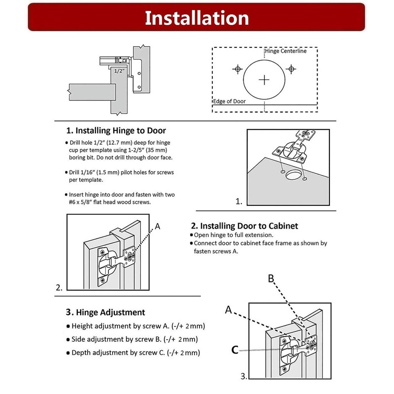 STIANC Face Frame Soft Close 105° Compact Kitchen Cabinet Hinge