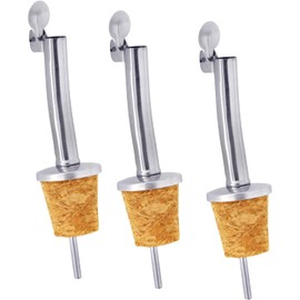 Pourer for bottles, oil vinegar dispenser, bottle pourer with lid made of high-quality stainless steel, cork bottle pourer, spirits with protective cap, precise dosage x 3