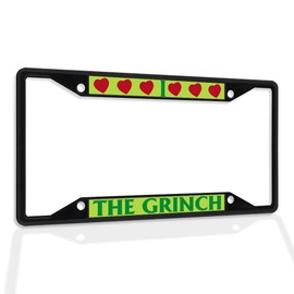 Fastasticdeals Metal Insert License Plate Frame I Love The Grinch B Weatherproof Car Accessories Black 4 Holes Solid Insert