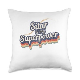 Awesome Sitar Is My Superpower Designs Superpower Design Sitar Throw Pillow, 18x18, Multicolor