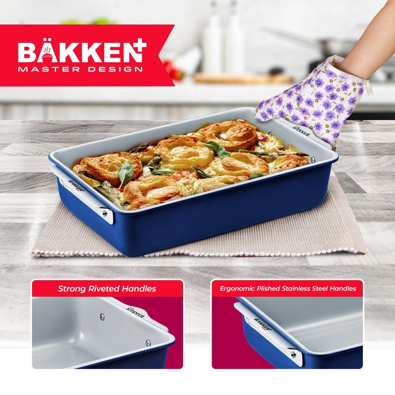 Bakken 8-Piece Stackable Bakeware Set - Ceramic Non-Stick Coating, Baking