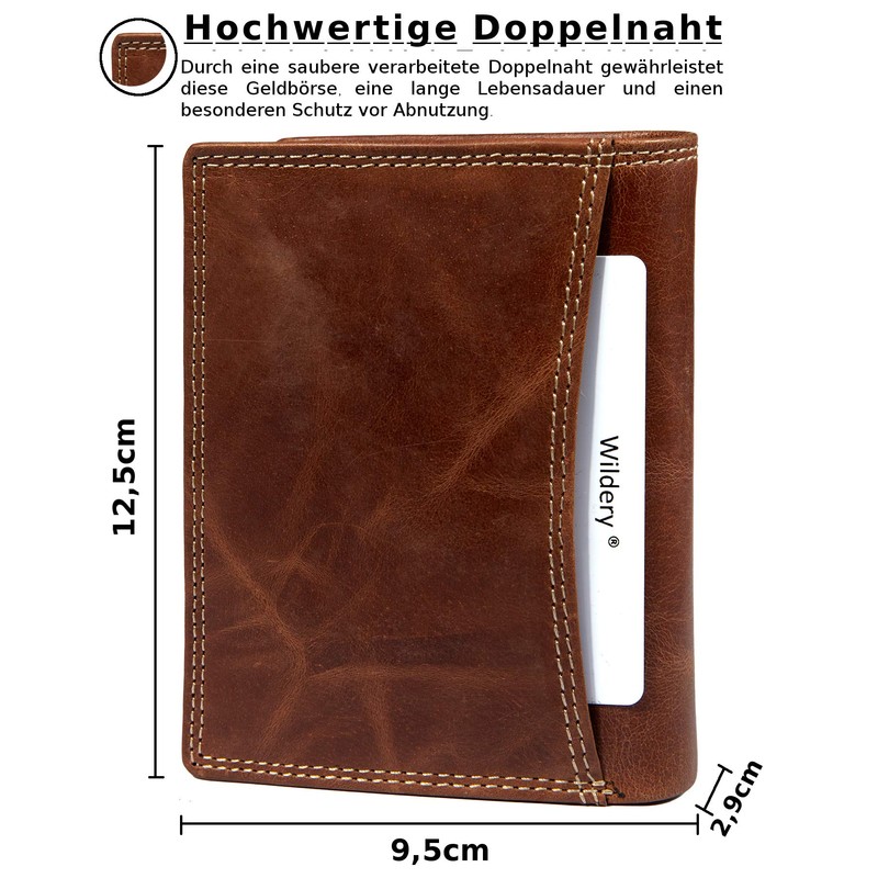 Wildery® #WI108C Men's Leather Wallet with RFID Protection in Portrait
