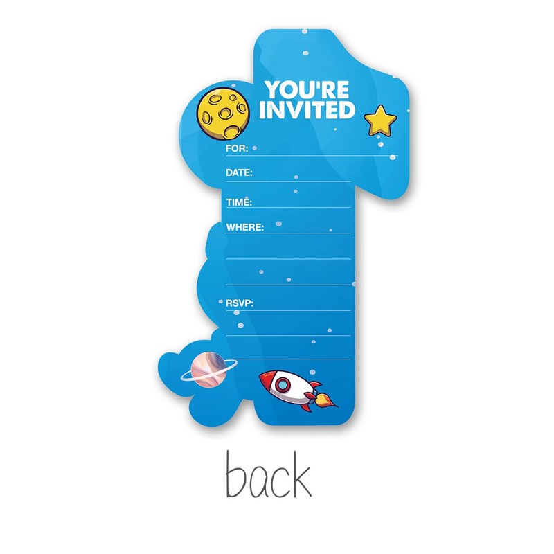 Opomzk Outer Space 1st Birthday Party Invitations with Envelopes, 20