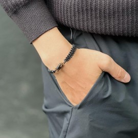 NEW VALOR 835 Raw Bracelet for Men - Natural Crystal Gemstone - Men’s Jewelry Gift - Size Adjustable Bracelet - Black Tourmaline Bracelet - October Birthstone - Gift for Men