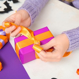 Orange Ribbon 1 1/2 Inch,50 Yards Orange Stain Ribbon Solid Fabric Ribbons for Gift Wrapping Crafts Floral Bouquets Wedding Party Decoration