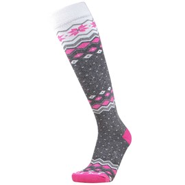 Pure Athlete - Calcetines de esquí de lana para mujer, cálidos, calcetines de esquí para hombre, paquete de snowboard para clima frío (1 par, gris/rosa intenso, L)