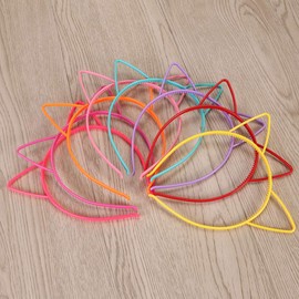 Frcolor Headband Cat Ears Hair Band Plastic Hair Closure for Kids Hair Accessory Costume Hair Ornaments for Fancy Dress Up Party Set of 10 (Mixed Colors)