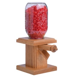 Handcrafted Amish Wooden Candy Dispenser Glass Jar Solid Oak Wood M&M's, Peanuts, Reese's Pieces, Skittles, Jelly Beans, Runts (Honey)