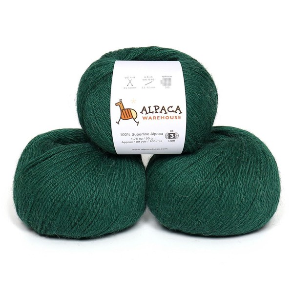 100% Alpaca Yarn Wool Set of 3 Skeins DK Weight