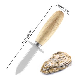HAMMER IRON ALLEY Oyster Shucking Knife, HIA Stainless Steel Oyster Knife Shucker Opener with Ergonomic Wooden Handle, Protective Leather Sheath