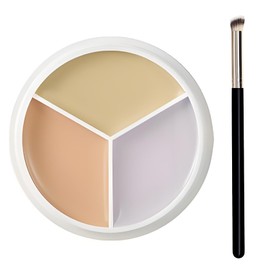 3 Color Cream Concealer Palette for Uneven Skin Tone with Precision Concealer Brush – Full Coverage Colour Corrector for Redness, Dullness & Sallowness