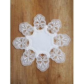 Elegant Embroidery Corner Verena 35 cm Round Plauen Lace Table Decoration Tablecloth