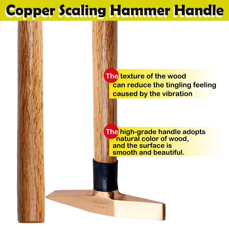 WEDO Copper Scaling Hammer,Chipping Hammer with Woodeng Handle,150g,13''330mm