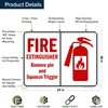 Fire Extinguisher Remove Pin and Squeeze Trigger Sign, 18x24 Inches,