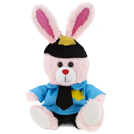 DolliBu Rose Gold Bunny Police Officer Plush Toy - Super Soft Bunny Cop Stuffed Animal Dress Up with Cute Cop Uniform and Cap Outfit Gift for Law Enforcement - 8 Inches