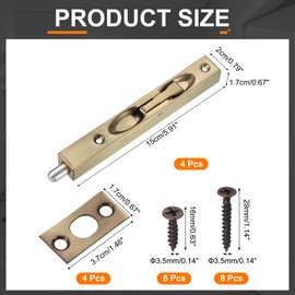 uxcell 4Pcs Door Bolts Latch 6 Inch, Stainless Steel Security Door Guard Lever Action Flush Slide Lock for Inactive Leaf, Double Dummy Door, Bronze