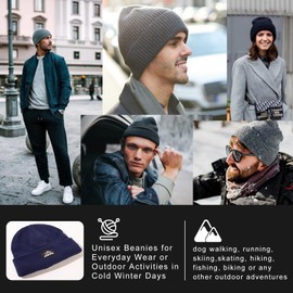 TOP-EX XXL 100% Merino Wool Beanie Hats for Men Women Winter Thermal Polar Fleece Lined Beanies for Cold Weather Ski Running Hunting Walking Navy XL/XXL