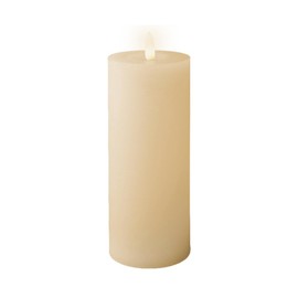 Lumineo Battery Operated Cream 7.5 in Wax Candle, Warm White Flame, Realistic Wax Exterior, 6-Hour Timer