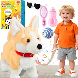 HCdoujoy Husky Walking Dog Barking Toy, Musical Singing Dancing Volume Control Interactive Puppy Walk Along with Leash, Wagging Tail Shaking Head, Robot Plush Stuffed Animal Puppy for Kid