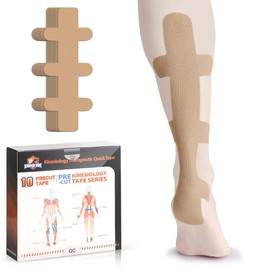 PreCut Kinesiotapes for Heel Tendon, Pack of 10 Kinesiotapes, Pre-Cut Achilles Tendon, Skin-Friendly with Perfect Wearing Comfort, Waterproof & Elastic Physio Tape, Skin Colour