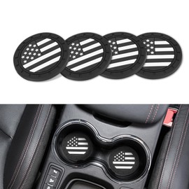 4PCS Car Cup Holder Coasters, Clored American Flag US Flag Insert Car Cup Coaster, 2.75 Inch PVC Anti Slip Shockproof Embedded Drink Mat, Universsal Car Interior Decoration Accessories for SUV, Truck