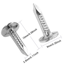OMOTOOL Steel Roofing Felt Pin 2.8 x 15 mm (Pack of 280), Galvanised Roofing Felt Nails, Countersunk Head, Felt Nails, Suit for Shed Roof, Roofing Felt Slate Plates, Wide Head Pins