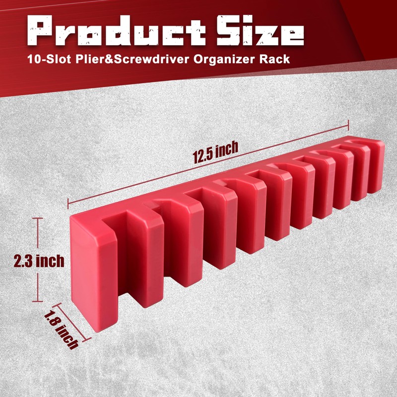 STXDY Magnetic Plier Holder,10-Slot Plier&Screwdriver Organizer Rack for Spring Loaded,