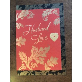Valentine’s Day Greeting Card  “For My Husband With Love” New W Envelope