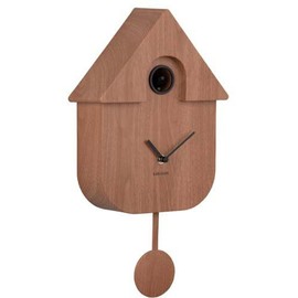 Karlsson Cuckoo Modern Wall Clock Dark Wood, Multicolored, 40 x 40 x 5 cm