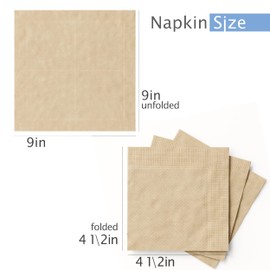 250 Pack 2-Ply Natural Kraft Brown Cocktail Paper Napkins Disposable, Eco Friendly Beverage Napkins, Tan Recycled Compostable Napkins, Generic Square Small Napkins for Party Lunch Coffee Bar Holiday