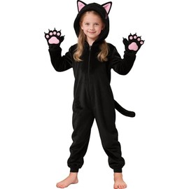 Cuteshower - Disfraz de gato negro para niñas, disfraz de Halloween