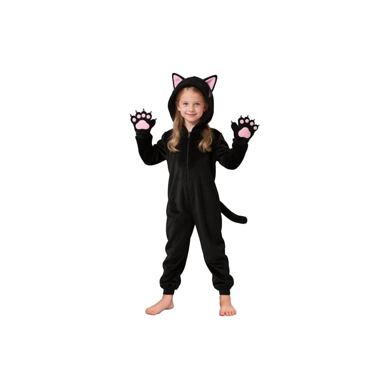 Cuteshower - Disfraz de gato negro para niñas, disfraz de