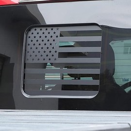 PSLER Rear Middle Window American Flag Decals for F150 2015-2023 F-250 F-350 2017-2020 USA Flag Decal Matte Black