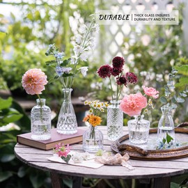 SUPMIND 12pcs Glass Bud Vase Set, Small Clear Flower Vases for Centerpieces in Bulk, Mini Vintage Vase for Wedding, Home,Table Decoration