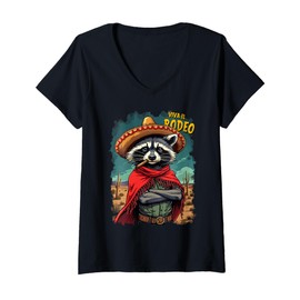 Womens Viva El Rodeo Vaquero Mexican Rodeo V-Neck T-Shirt