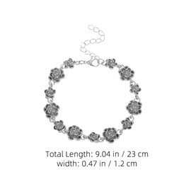 CALLARON Rose Bracelet for Women, Vintage Rose Bracelet, 9 inch Adjustable Flower Bracelets, Sliver Wrist Chain Romantic Handcrafted Bangle Jewelry