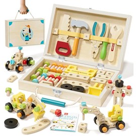 Lehoo Castle Caja de Herramientas para niños, Juguete Montessori a Partir de 3 años, Juguete de Madera para niños y niñas, Herramienta para Habilidade