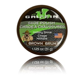 Griffin Military Shine Shoe Polish (1.125 oz.) - The Best Shoe Polish for Leather Shoes, Boots, and more! - Made in the USA (Brown)