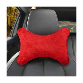 DXNQ Car Neck Pillow, Comfortable Soft Car Headrest Pillow with Adjustable Strap, Universal Neck Support Pillow Cushion for Driving Office Camping Travelling, Car Accessories (Red)