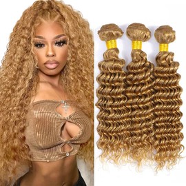 28 28 28 Inch Raivide Hair Honey Blonde Bundles Human Hair Color 27 Loose Deep Wave Human Hair Bundles Color 27 Bundles Honey Blonde Deep Wave Bundles Hair Weave