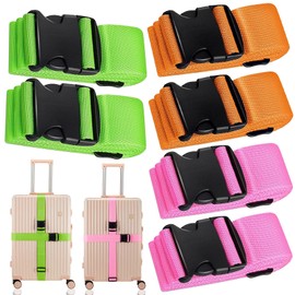 Luggage Straps, 6 Pack Luggage Straps for Suitcases, Adjustable Luggage Straps, Bright Colors Travel Packing Straps with Quick Release Buckle 79 * 2Inch (Green,Pink,Orange)