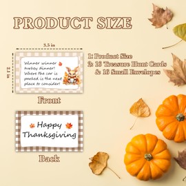 Bgohrd Thanksgiving Treasure Hunt Clue Game, Fall Scavenger Games for Adults, Happy Thanksgiving Party Activities, Autumn Pumpkin Party Supplies (16 Cards with 16 Colorful Envelopes) -01