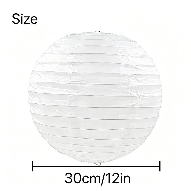 5 Pack 12 Inch White Round Paper Lanterns Chinese Japanese