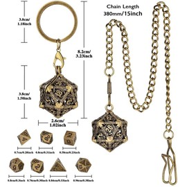 Dungeons & Dragons Dice Set, Including D20 Cage, Keychain, Chain and Dice, Role Playing Board Games Accessories, Dungeons and Dragons Gifts