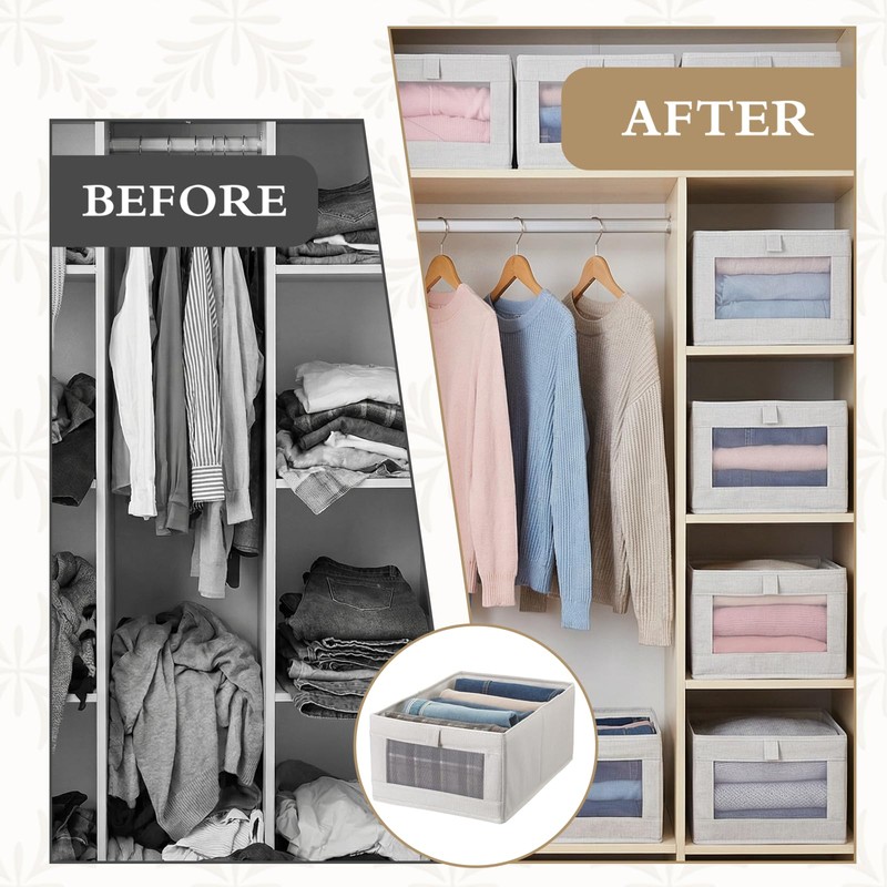 6 Pack Closet Storage Bins, 15.9 x 11 x 6.7