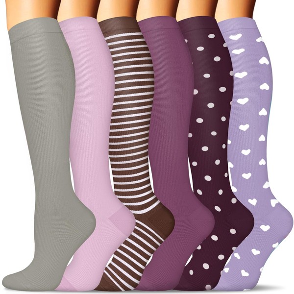 SunFeeling - 6 pares de calcetines de compresión para mujeres