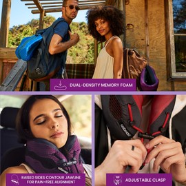 Cabeau Almohada de viaje para cuello con enfriamiento para vuelos largos – Evolution Cool – Espuma viscoelástica de soporte con ventilaciones de aire – Compacta con estuche de transporte (Negro)